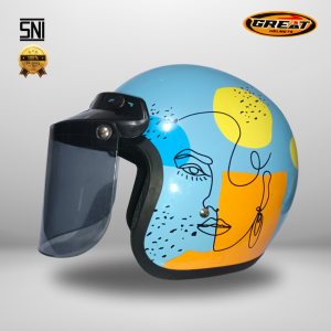 Great Helm Bogo Motif Cewek Biru Original Wanita Termurah 100% SNI M05