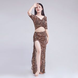 Belly Dance Practice ชุดกระโปรงยาวชุดพิมพ์ลายดอกไม้เครื่องแต่งกายเซ็กซี่หญิง Modern Dance