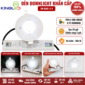 (Kingled) Đèn LED Downlight Âm trần Chiếu sáng Khẩn cấp Cao cấp 3W Sạc 24 giờ Sáng 3 giờ DLKC-3-3