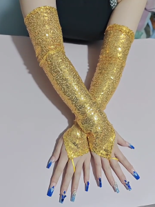 Fashionable Glossy Elbow Length Gloves Lightweight Durable Fabric Perfect For Costumes And Photo Shoots