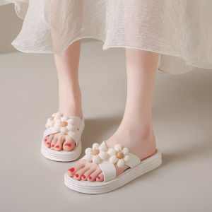 [Hàng chuẩn loại 1 Sẵn - Độc quyền] Dép quai chéo đính hoa đế bằng cao 3cm đi biển chống trơn trượt mang êm nhẹ dẻo