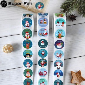 Super Fan)500pcs Christmas Stickers Printable Labels Stickers 8 Designs Pattern Cartoon Reward Sticker For Kids Toys Gift Waterpro