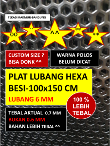 Plat Lubang - 100x150 - Hexa 6 mm - Plat Perforated - Plat Speaker - Ram Speaker - Grill Speaker
