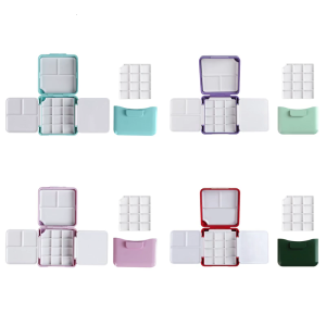 Portable Watercolor Palette Box with Brush Washer For Artist Student Watercolour Oil Acrylics Gouaches Painting