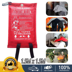 1.5M x 1.5M Sealed Fire Blanket Thickened Home Safety Lighting Fire Extenders Tent Boat Emer