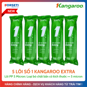 Combo 5 lõi số 1 Kangaroo EXTRA - PP 5 Micron Dùng Cho Các Máy Lọc Nước Dùng Cốc Lọc Thô 10Inch