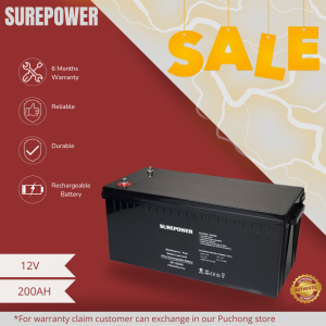SUREPOWER Maintenance Free Sealed Lead Acid Battery (12V 200AH) UPS & EPS System Telecommunication Security Power Supply Power Utility