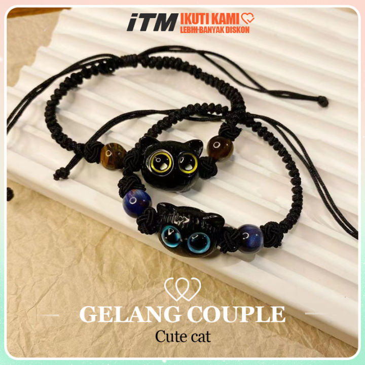 Gelang couple-Cat couple bracelet cat Cute Blue and Yellow cat couple Blue  and Yellow cat couple bracelet  Lazada Indonesia