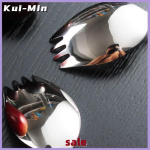 Kui-Min ส้อมสแตนเลสสำหรับใช้ในครัวเรือนช้อนช้อนสลัดหนึ่งช้อนส้อมเค้กผลไม้ส้อมตะวันตกสำหรับ304