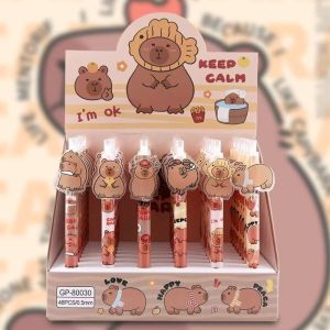 Pen Dakwat Capybara Acrylic Patch Ballpoint Pen Cute Cartoon Black Press Gel Pen Student Stationery