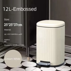 20L/32L Stainless Steel Trash Can Foot-on Garbage Can with Lid Household Bin Kitchen Sorting Refuse