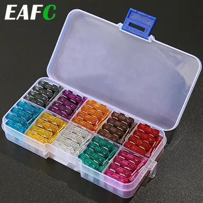 100Pcs รถชุดฟิวส์ Assortment โปรไฟล์กลางขนาดใบมีดชนิด Fuse รถบรรทุกรถยนต์2-35A ฟิวส์กล่องคลิป