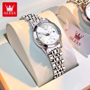 OLEVS jam tangan wanita terbaru 2025 anti air elegan mewah bercahaya kalender berlian dial jam tangan cewek dewasa kekinian