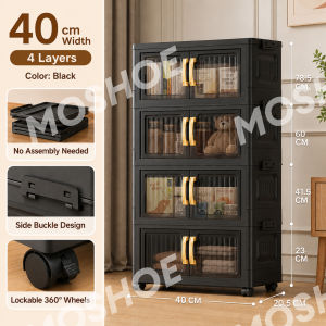 Vision Life Foldable Cabinet Organizer for Clothes With Wheels Storage Durabox With Magnetic Door Bedroom Kitchen Cabinet