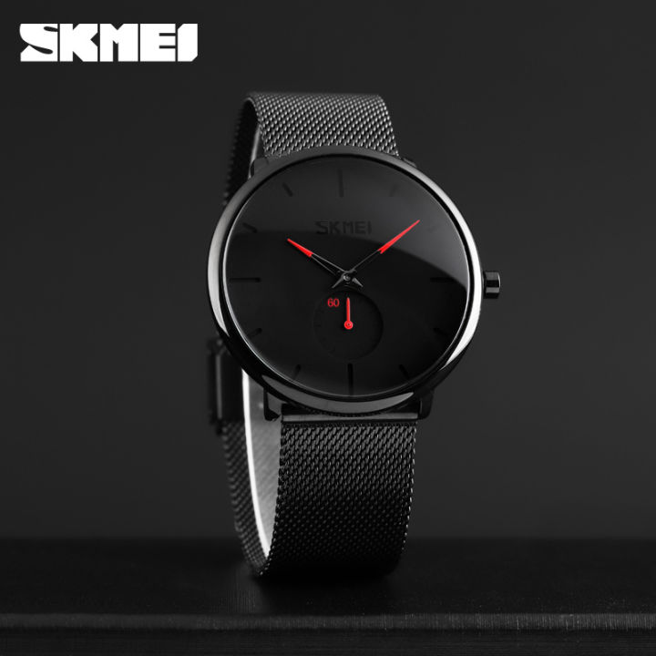 Skmei 9185นาฬิกาควอทซ์วัยรุ่นสายเหล็กสแตนเลสนาฬิกาสำหรับผู้ชายกันน้ำ ...