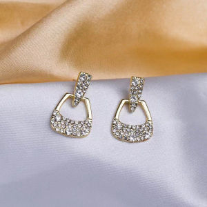 Anting Korea Wanita Tusuk Stud Model Tas Aksen Zircon Fashion Elegan Aksesoris Perhiasan Perempuan