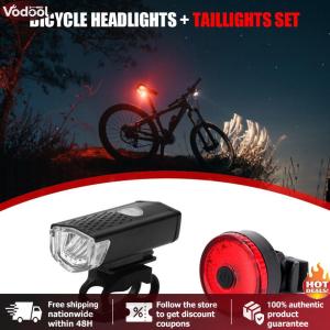 [Vodool Tool Outlet]Bike Tail Light & Headlight Cycling Tail Lamp Waterproof Bicycle Safe Light Rechargeable LED Riding Warning Light 3 Modes Cycling Accessories