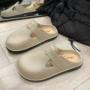 [Free Shipping] Womens Summer Slippers Ins Simple Waterproof Solid Color Fashionable Outdoor Versatile Non-Slip Closed-Toe Sandals