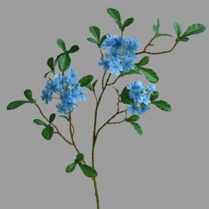 MIKE DUNBAR DIY Artificial Blue Mist Flower Green Leaf Long Stem Fake Flowers Photography Props Plastic Simulation Mini Hydrangea Home Hotel Decor