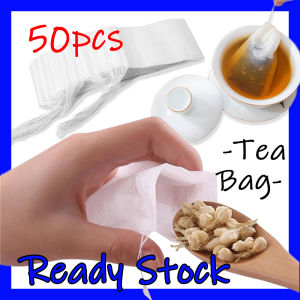 [Warm Homie] 100pcs Empty Teabags Herb Loose Tea Bag Drawstring Pouch Teabag Cotton Tea Strainer Disposable Seal Tea & Coffee Bag