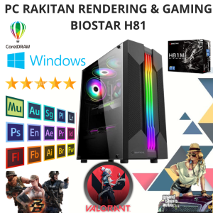 CPU PC KOMPUTER RENDERING /EDITING / GAMING CORE i5-4590 SERIES MB H81 GIGABYTE LGA1150 16GB DDR3 SSD 256GB VGA GTX 4GB