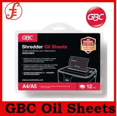 GBC Shredder Sharp Lubricate Oil Sheets Sharpening Lubrication Sheet 12 sheets