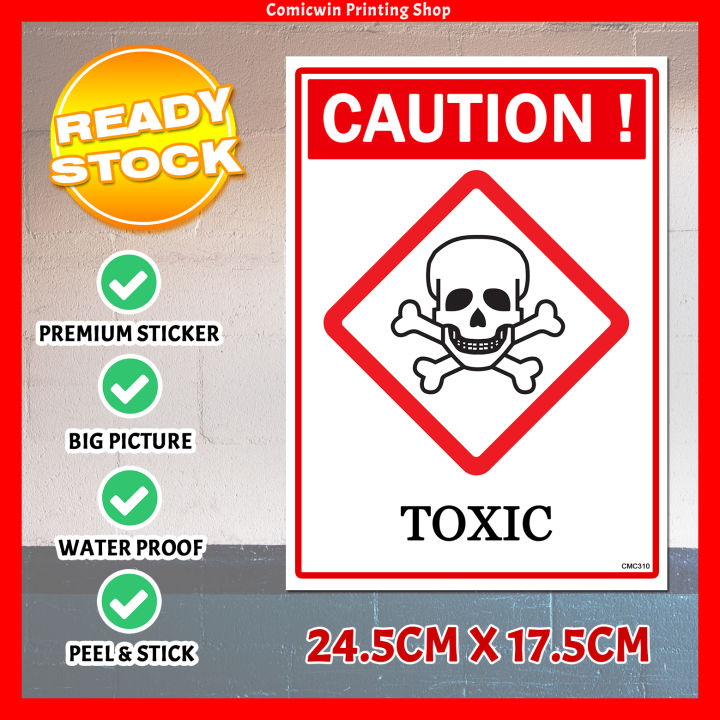 CMC310 Toxic Signage (24.5x17.5cm) COSHH Sign Sticker Toxic Caution ...