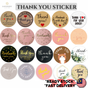Thank You Sticker【50 pcs or 500 pcs】Part 1 | Sticker Thank You | Cartoon Sticker | Transparent Sticker | Circle Sticker | Seal Label | Appreciation | Scrapbook | Handmade | Door Gift | DIY | Card | 25mm