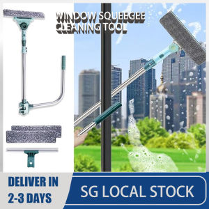 【SG Seller 】Telescopic Window Cleaner Building Retractable Pole Window Device Washing Dust Brush Double Faced Glass Spin Scraper Wiper