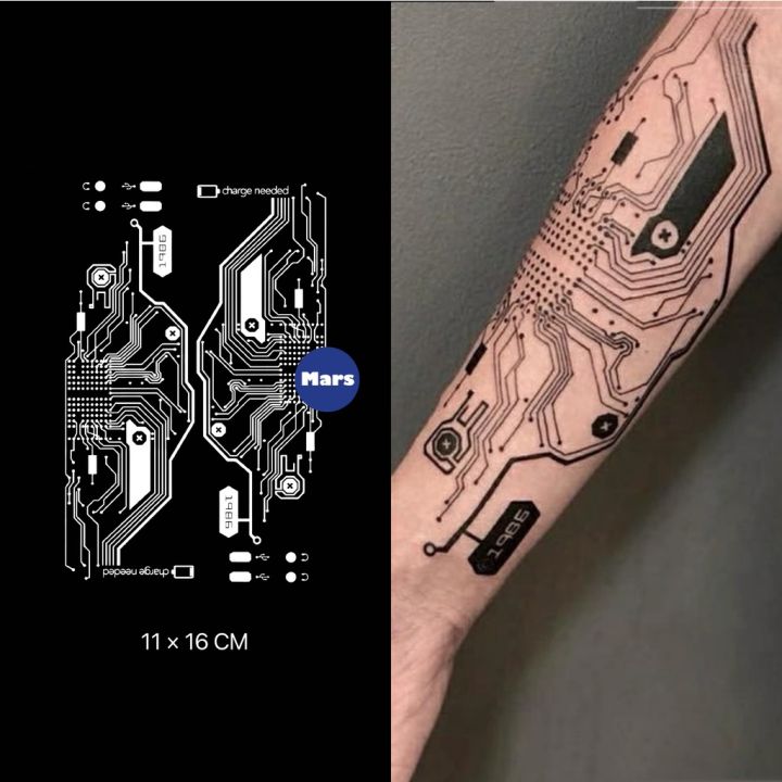 Amazon.com : 10 Sheets Cyberpunk Machine Temporary Tattoo Stickers  Halloween Face Makeup Tattoo Robot Circuit Board Flower Arm Tattoo : Beauty  & Personal Care