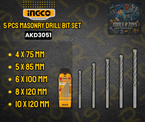 INGCO 5 PCS MASONRY DRILL BIT SET | AKD3051 | TOOLS R TOYS | ING-HANDTOOLS