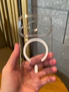 Magnetic non-yellowing suitable for use 18promax Transparent phone case with precise cutouts and full coverage PC Hard Shell 18DUO Folding case 17p