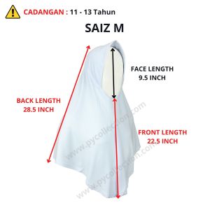 TUDUNG LYKRA ORNING LEMBUT PUTIH ( SELAPIS ) TUDUNG SEKOLAH PUTIH NILA / PT002 - TUDUNG SEKOLAH JENAMA PRESIDENT