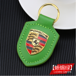 Porsche Keychain Cayenne 911 718 Palamera Macan Car Key Case Pendant Leather Logo Shield Chain
