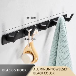 [OKLIFE. ]Black Bathroom Accessories Toilet Rack Bathroom Storage Folding Towel Rack Bathroom Accessories Set