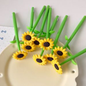 DOOUR Silicone Bút gel hoa hướng dương Hoa 3D Đồ trang trí bàn làm việc Bút trung tính Kawaii Bút ký tên Quà tặng học sinh văn phòng phẩm