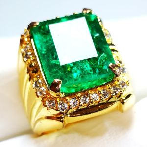 [Bayar di Tempat] Cincin Pria Batu Zamrud Rusia Kualitas Terbaik