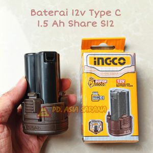 Battery 12v Li-Ion 1.5Ah Type C INGCO FBLI12153 Baterai Cordless S12