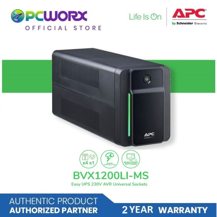 APC Easy UPS BVX1200LI-MS 650 Watts / 1.2kVA 230V AVR Universal Sockets ...