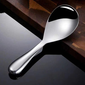 [Eqrbtl] 304 Stainless Steel Rice Spoon Anti Scalding Large Capacity Thicken Cooker Scoop Multi-purpose Tableware Buffet Serving Spoons