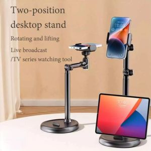 Phone Holder Tripod Desktop Stand Overhead Mount Rotating Adjustable Live Streaming Video Call