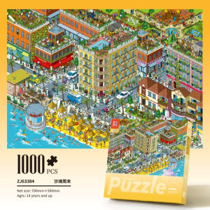 [Ready Stock][2MM Blue Card] VINLAA 2D Jigsaw Puzzle 1000PCS (70X50CM) - High Detailed Town Series