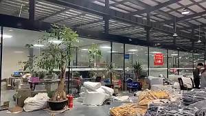 Four Seasons New Fashion Mens American High Street Hole Patched Loose Wide Leg Jeans Pants Vintage Washed Denim Trousers Male