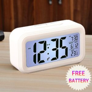 【COD】Electronic Alarm Digital Backlight LED Display Table Alarm Clock Snooze Thermometer Calendar Time Clock