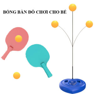Bộ bóng bàn phản xạ vợt gỗ 3 bóng cho bé - Đồ chơi vận động tập luyện phản xạ tốt trẻ em (3 bóng + 1 cây đứng + 1 đế)