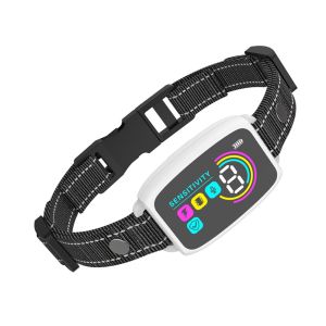 LABAICAI Color Screen Dog Barking Collar Type-C Rechargeable Intelligent Dog Training Collar Pet Stopper Accessories Adjustable Working Modes Vibration Stop Bark Collar Pet Dog Training