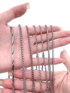 Titanium Steel Necklace for Men DIY Plain Chain 304 Stainless Steel Clavicle Metal Accessory Non-Fading