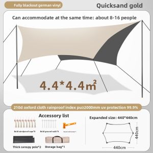 Outdoor Canopy Ultralight Tent Camping Picnic Sun Protection Cooking Cloth Hexagonal Sunshade Shelter