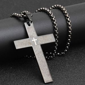Stainless Steel Pendant Christian Bible Prayer Cross Pendant Men Necklace Charming Gifts Jewelry