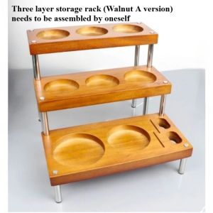 Kirilgu Coffee Walnut Solid Wood 12-hole Rack Italian Coffee Powder Cloth Powder Dispenser Base Three-layer Storage Support Rack H8M4T